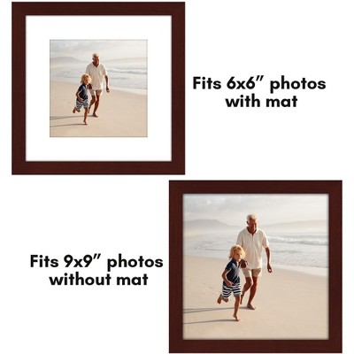 Mahogany 9x9 Picture Frame Set with Plexiglass - 5 Pack
