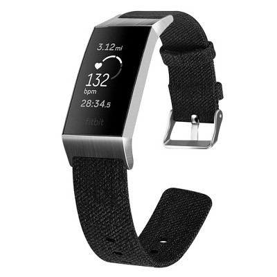 Insten Canvas Fabric Band for Fitbit Charge 4 & Charge 3 & Charge SE, Replacement Strap, Black