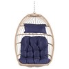 PAGED Swing Chair Outdoor, Outdoor Garden Rattan Egg Swing Chair Hanging Chair Wood for Living Room Balcony - 4 of 4
