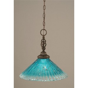 Toltec Lighting Elegante 1 - Light Pendant in  Dark Granite with 16" Teal Crystal Shade - 1 of 1