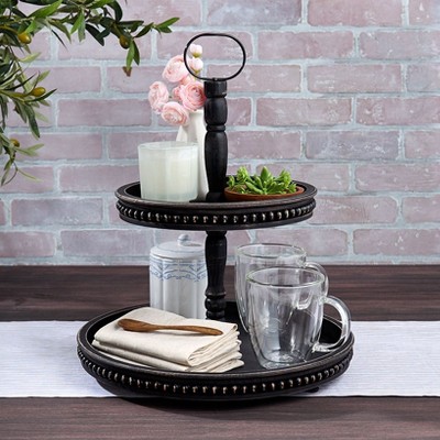 The Lakeside Collection Beaded Tabletop Serving Collection - 2-Tier Tray