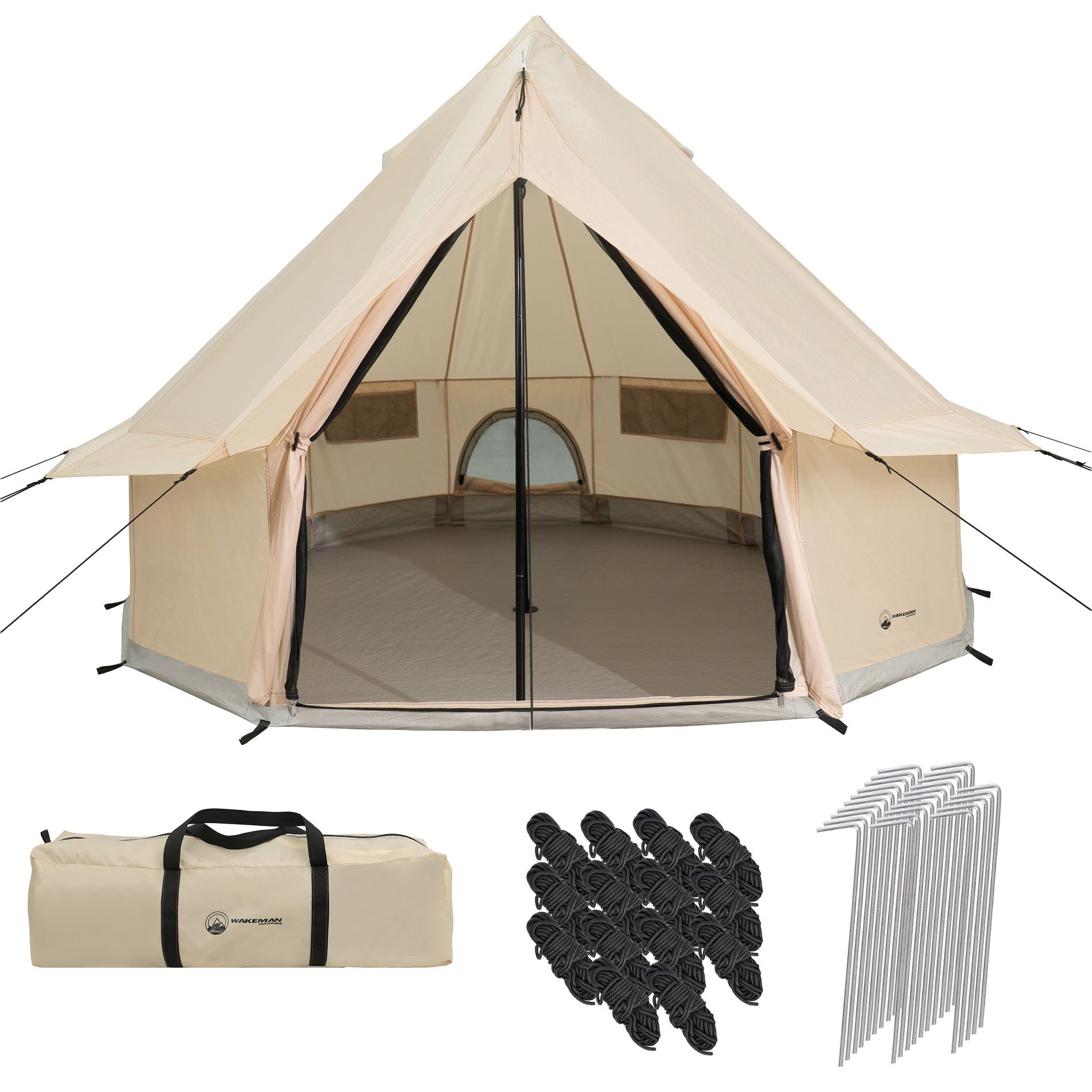 Wakeman Outdoors 10 Person Tent for Camping, Beige