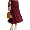 Women's Wool Blend A-Line Long Skirt with Wide Elastic Waistband & Flow Pleats Burgundy - 2 of 4