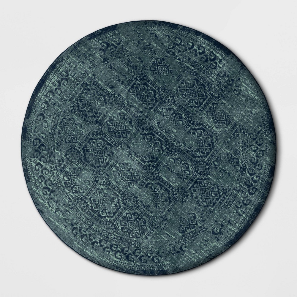 Photos - Area Rug 8' Round Overdyed  Turquoise - Threshold™