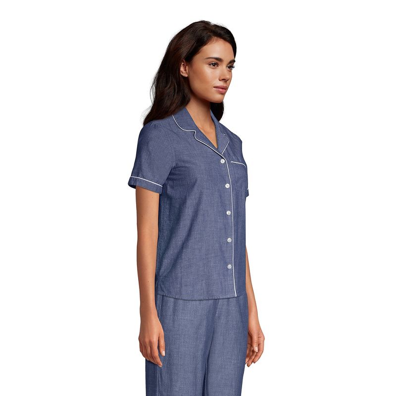 Lands' End Women's Short Sleeve Cotton Poplin Pajama Shirt, 5 of 6