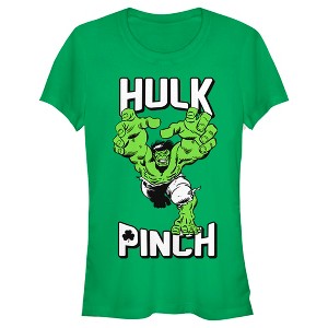 Juniors Womens Marvel St. Patrick's Day Pinching Hulk T-Shirt - 1 of 4