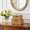 HomeRoots Set of Two Brown And Black Faux Rattan Nesting Storage Boxes With Lids - 2 of 4