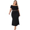 Agnes Orinda Women's Plus Size High Waist Midi Pack Mermaid Solid Knit Bodycon Skirt - 3 of 4