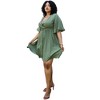 Anna-Kaci Women's Plus Size Short Sleeve Button-Down Dress with Flowy Skirt and Waist Belt - 3 of 4