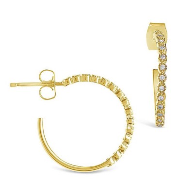 SHINE by Sterling Forever Sterling Silver Mini CZ Bezel Hoops