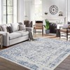 Washable Vintage Floral Distressed Rug Non Slip Low Pile Rug Soft Throw Floor Cover Foldable Indoor Carpet for Living Room Bedroom Playroom Nursery - 2 of 4