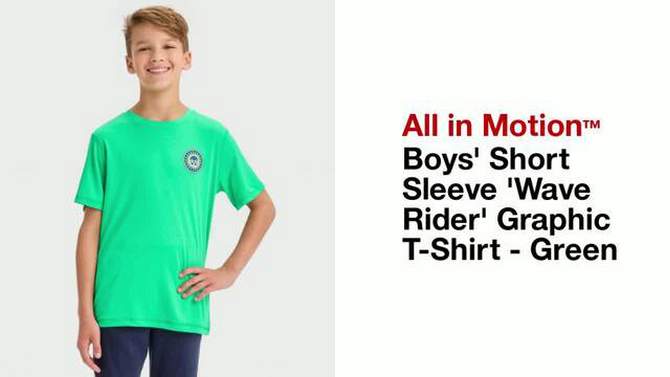 Boys' Short Sleeve 'Wave Rider' Graphic T-Shirt - All In Motion™ Green, 2 of 5, play video
