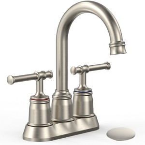 Whizmax Bathroom Faucets for Sink 2&3 Holes, 4 inch Bathroom Faucet, 360 Swivel Spout with Pop Up Drain and cUPC Lead-Free Hose, Brushed Nickel - 1 of 4