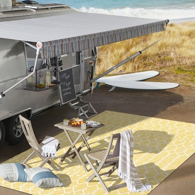 Boho-Chic Moroccan Geometric Black and Gray 5' x 7' Outdoor Area Rug