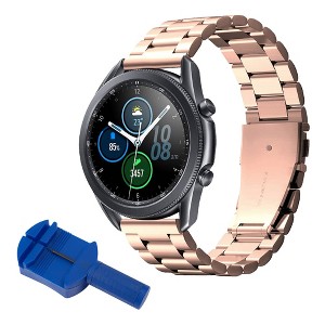 Insten Stainless Steel Metal Band For Samsung Galaxy Watch 4 40mm 44mm / 4 Classic 42mm 46mm / Watch 3 41mm Replacement Strap For Women Men, Rose Gold - 1 of 4