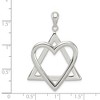 Black Bow Jewelry Sterling Silver Star Of David Heart Pendant, 28 x 42mm - 4 of 4