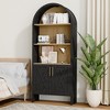 MAYEERTY Arched Storage Cabinet with Wooden Door 4 Tier Framhouse Buffet Cabinets with Storage for Dining Room Black - 4 of 4