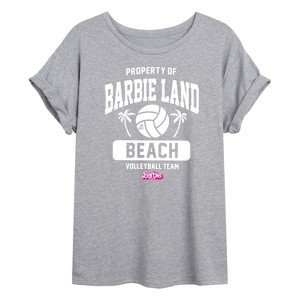 Women's - Barbie - Property of Barbie Land Beach Volleyball Oversized Graphic T-Shirt - 1 of 4