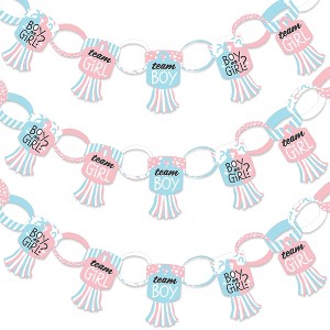 Big Dot of Happiness Baby Gender Reveal - 90 Chain Links and 30 Paper Tassels Decoration Kit - Team Boy or Girl Party Paper Chains Garland - 21 feet - 1 of 4
