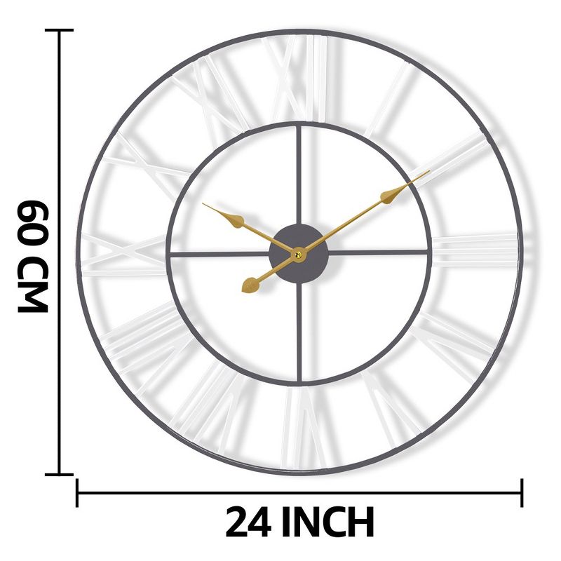 Sorbus Oversized Metal Decorative Analog Round Wall Clock - Beautifully decorate any wall space in the household, 5 of 12