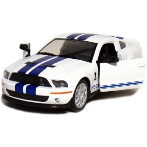 KiNSMART 2007 Ford Shelby GT500 with Racing Stripes 1:38 Scale 5 Inch Die Cast Metal Model Toy Muscle Car (White) - 1 of 1