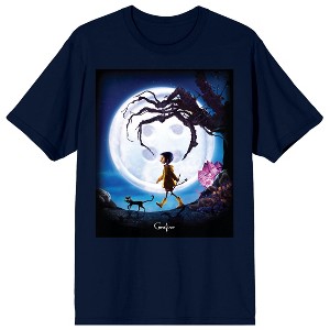 Coraline Coraline Poster on navy Adult Crew Neck Short Sleeve T-shirt - 1 of 4