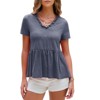 EXLURA Women's Summer Short Sleeve Peplum Babydoll Tops Cute V Neck T Shirts - 2 of 4