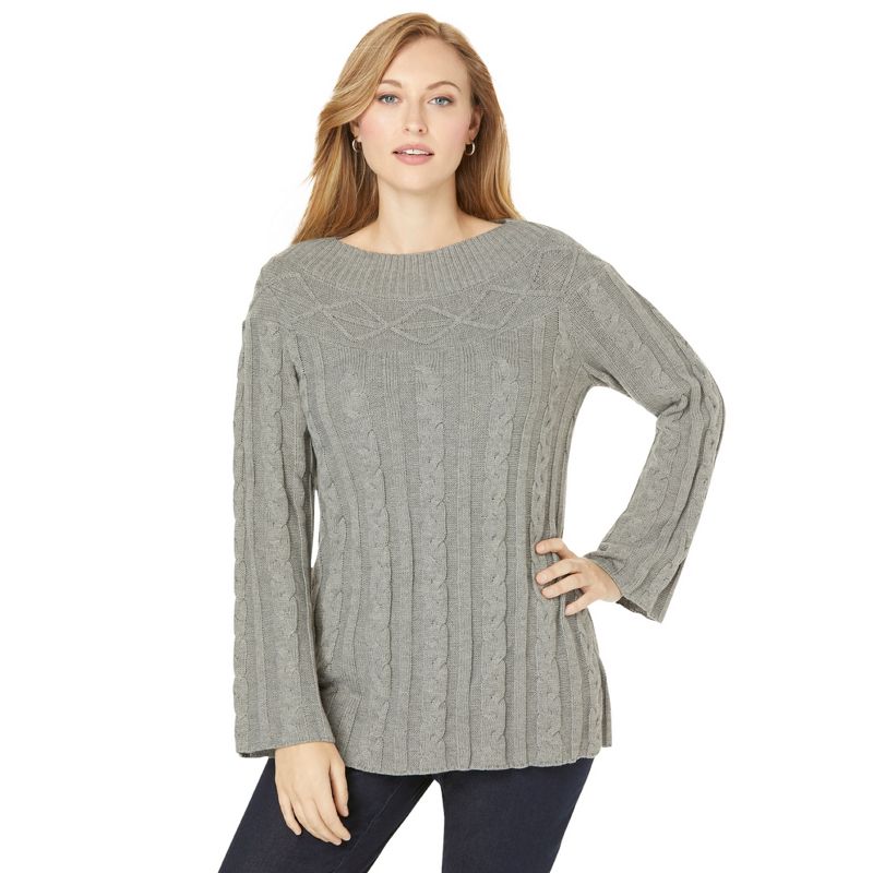 Jessica London Women's Plus Size Cable Sweater Tunic, 1 of 2