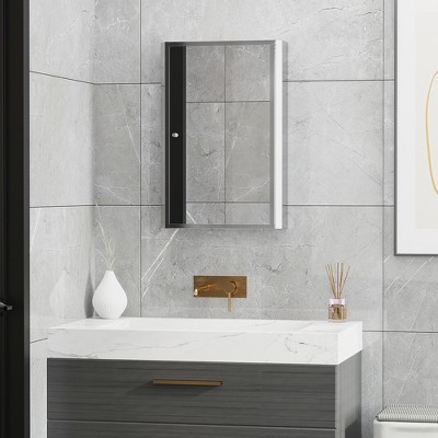 Stainless Steel Wall-Mounted Bathroom Mirror Cabinet with Shelves