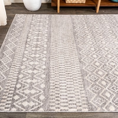 Gray and Cream Geometric Stripe 3' x 5' Area Rug