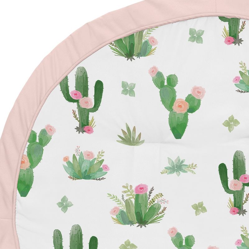 Sweet Jojo Designs Girl Baby Tummy Time Playmat Cactus Floral Green Pink and White, 4 of 6