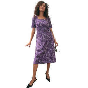 Jessica London Stretch Cotton Square Neck Midi Dress - 1 of 2