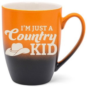 100 North Cowboy Hat 10 Ounce Orange and Black Two Toned Ombre, Comfortably Fits Your Hands, Ceramic Tea Coffee Cup Mug, I'm Just A Country Kid - 1 of 1