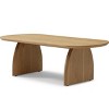 47.2" Modern Oval Coffee Table with Solid Wood Veneer, Mid-Century Modern Center Table for Living Room, Apartment, or Office-Panipeachy - 3 of 4