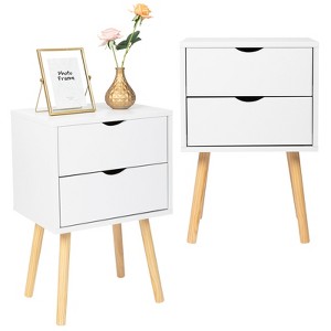 KTMBDW Nightstands Set of 2, Modern Bedside Table with 2 Drawer for Bedroom, Dorm and Small Spaces, White - 1 of 4