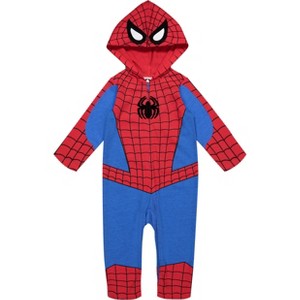 Marvel Avengers Captain America Baby Zip Up Cosplay Coverall Newborn to Infant - 1 of 4