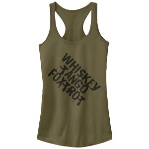 Lost Gods Distressed Whiskey Tango Foxtrot Racerback Tank Top - 1 of 3