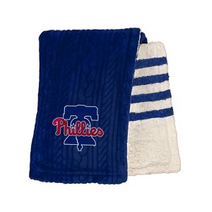 MLB Philadelphia Phillies Knit Embossed Faux Shearling Stripe Throw Blanket - 1 of 2