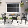 (3-PC)Premium Black Cast Aluminum Patio Set - Weather-Resistant Outdoor Table & Chairs with Beige Cushions - 2 of 4