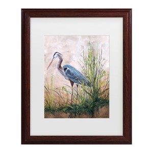 Trademark Fine Art -Jean Plout 'In The Reeds Blue Heron' Matted Framed Art - 1 of 1