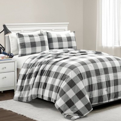 Lush Décor 3pc Full/queen Soft Plush Plaid All Season Comforter Bedding ...