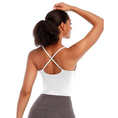 DOMETOUR Cross Back Athletic Yoga Sports Bra With Removable Chest Cushion