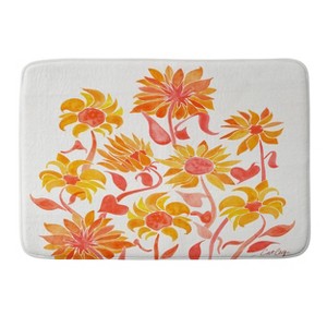 34"x21" Cat Coquillette Sunflower Watercolor Fiery Palette Memory Foam Bath Rug Orange - Deny Designs - 1 of 3