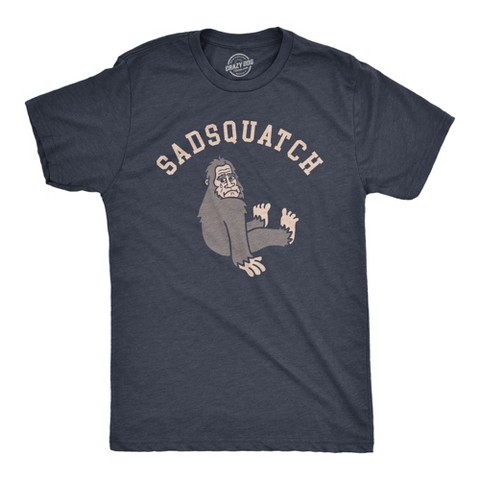 Мужские футболки Crazy Dog T-Shirts, Inc. Mens Sadsquatch T Shirt Funny Depressed Crying Big Foot Joke Tee for Guys - Crazy Dog Men's T Shirt for Animal Lovers Navy XXL
