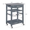 FONTOI Mobile Rolling Kitchen Island with Underneath Drawer, Trolley Serving Cart Slide-Out Wire Storage Basket, Grey, 15.75"*33.55"*22.76" - 3 of 4