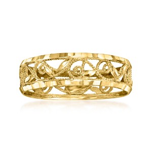 Ross-Simons Italian 18kt Yellow Gold Filigree Leaf Eternity-Style Ring - 1 of 4
