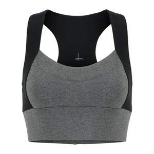 Neda Colorblock Organic Cotton Bra Top - Dark Heather Gray - LEZAT - 1 of 4