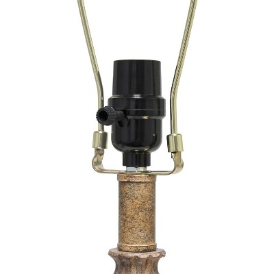 Antique Bronze Adjustable Nightstand Lamp with Carved Base and Empire Shade