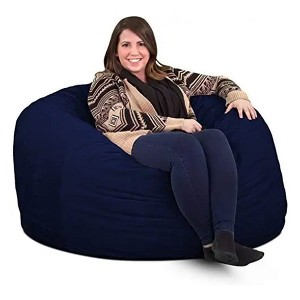 Ultimate Sack 4ft Bean Bag Chair, Oversized Comfortable Indoor Floor Lounger, Giant Foam-Filled Furniture for Relaxing, Navy Suede - 1 of 4