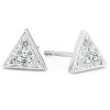 Pompeii3 G/VS 14k White Gold Triangle Pave .12Ct Diamond Delicate Studs Womens Earrings - 2 of 4